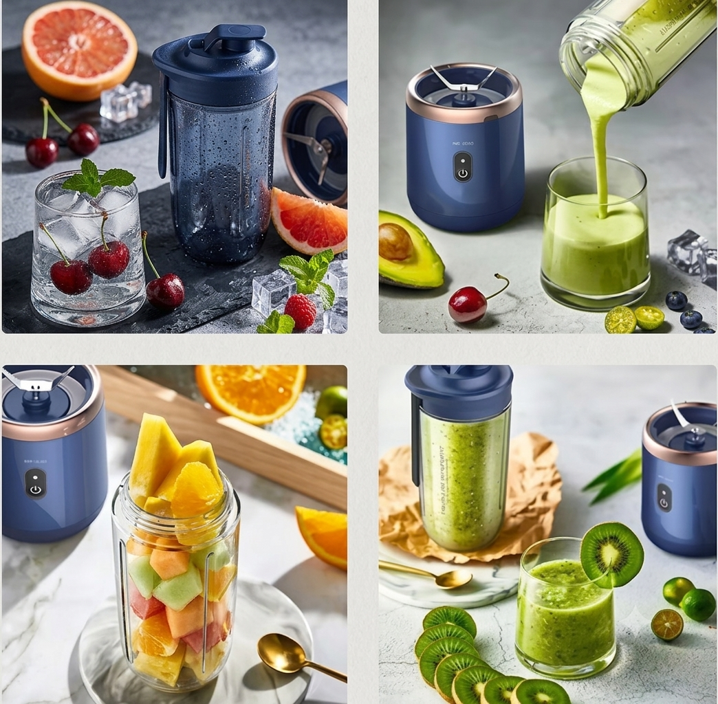Licuadora Portátil USB · Mezclador + Vaso Incluidos · 400ml — Dual Blend